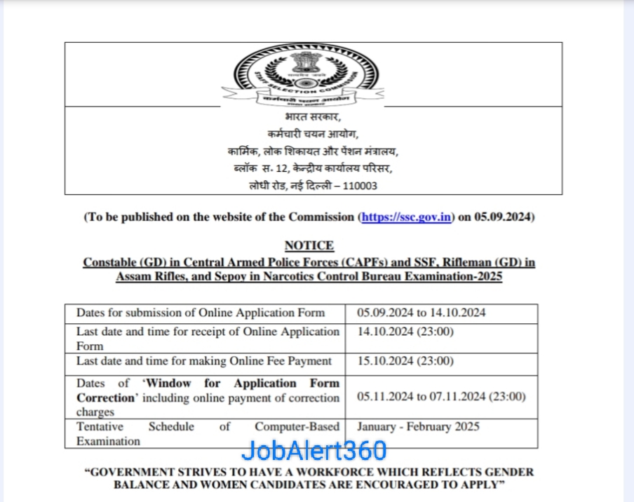 SSC GD Constable Vacancy 2025 in Hindi