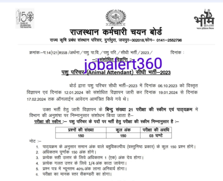Rajasthan pashu paricharak bharti 2024 exam pattern in hindi