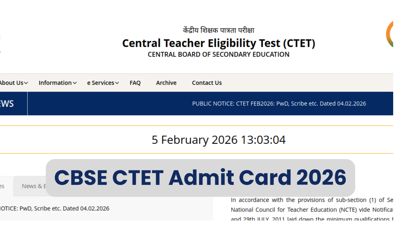 CBSE CTET Admit Card 2026