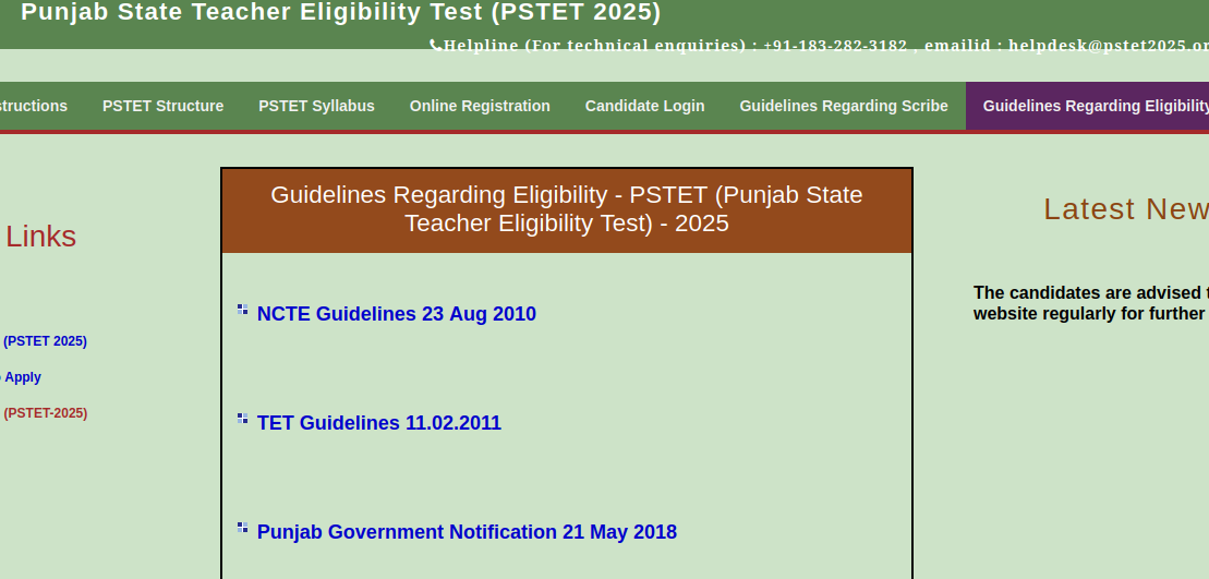 PSTET Eligibility